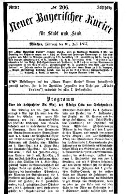 Neuer bayerischer Kurier für Stadt und Land Mittwoch 31. Juli 1867