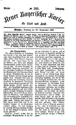 Neuer bayerischer Kurier für Stadt und Land Sonntag 29. September 1867