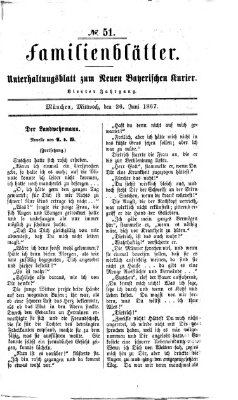 Neuer bayerischer Kurier für Stadt und Land. Familienblätter : Unterhaltungsblatt zum Neuen bayerischen Kurier (Neuer bayerischer Kurier für Stadt und Land) Mittwoch 26. Juni 1867