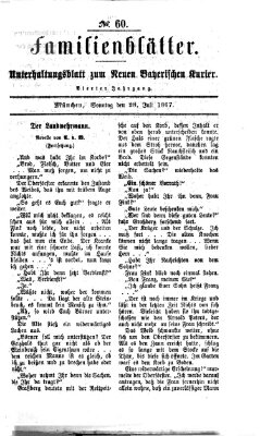 Neuer bayerischer Kurier für Stadt und Land. Familienblätter : Unterhaltungsblatt zum Neuen bayerischen Kurier (Neuer bayerischer Kurier für Stadt und Land) Sonntag 28. Juli 1867