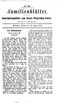 Neuer bayerischer Kurier für Stadt und Land. Familienblätter : Unterhaltungsblatt zum Neuen bayerischen Kurier (Neuer bayerischer Kurier für Stadt und Land) Sonntag 11. August 1867