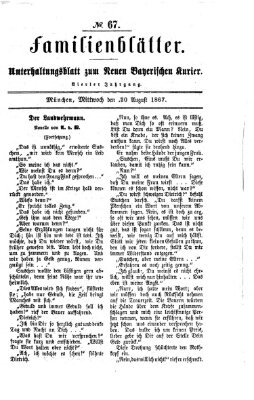 Neuer bayerischer Kurier für Stadt und Land. Familienblätter : Unterhaltungsblatt zum Neuen bayerischen Kurier (Neuer bayerischer Kurier für Stadt und Land) Dienstag 20. August 1867