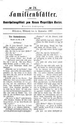 Neuer bayerischer Kurier für Stadt und Land. Familienblätter : Unterhaltungsblatt zum Neuen bayerischen Kurier (Neuer bayerischer Kurier für Stadt und Land) Mittwoch 4. September 1867