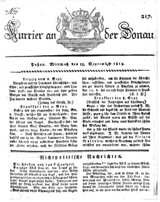 Kourier an der Donau (Donau-Zeitung) Mittwoch 15. September 1813