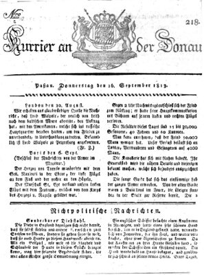 Kourier an der Donau (Donau-Zeitung) Donnerstag 16. September 1813