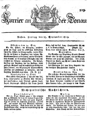 Kourier an der Donau (Donau-Zeitung) Freitag 17. September 1813