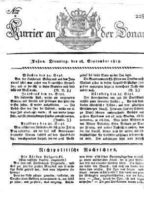 Kourier an der Donau (Donau-Zeitung) Dienstag 28. September 1813