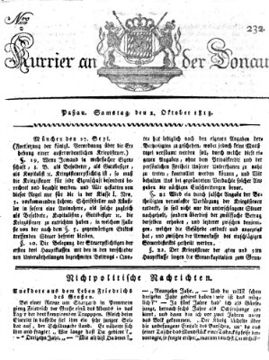 Kourier an der Donau (Donau-Zeitung) Samstag 2. Oktober 1813