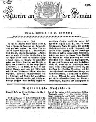 Kourier an der Donau (Donau-Zeitung) Mittwoch 29. Juni 1814