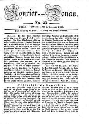 Kourier an der Donau (Donau-Zeitung) Montag 8. Februar 1830