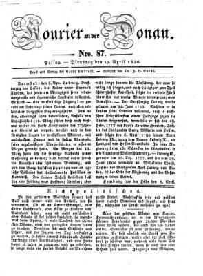 Kourier an der Donau (Donau-Zeitung) Dienstag 13. April 1830