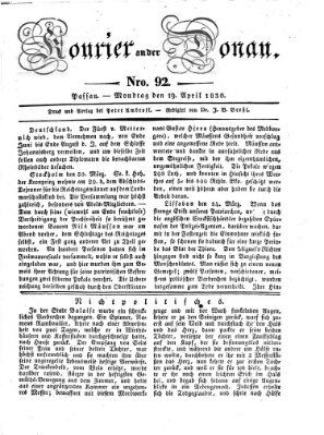 Kourier an der Donau (Donau-Zeitung) Montag 19. April 1830