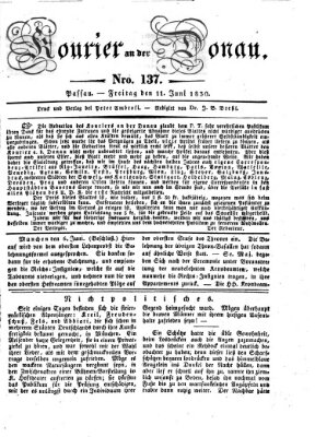 Kourier an der Donau (Donau-Zeitung) Freitag 11. Juni 1830