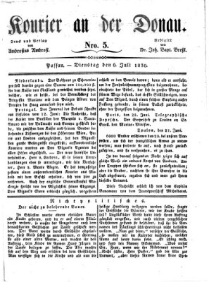 Kourier an der Donau (Donau-Zeitung) Dienstag 6. Juli 1830