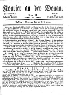 Kourier an der Donau (Donau-Zeitung) Dienstag 13. Juli 1830