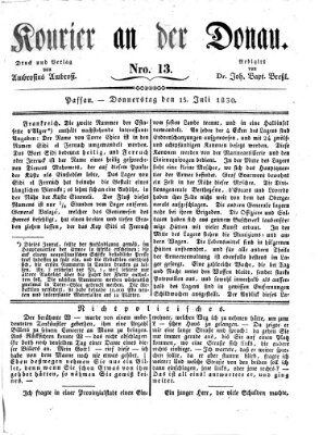 Kourier an der Donau (Donau-Zeitung) Donnerstag 15. Juli 1830