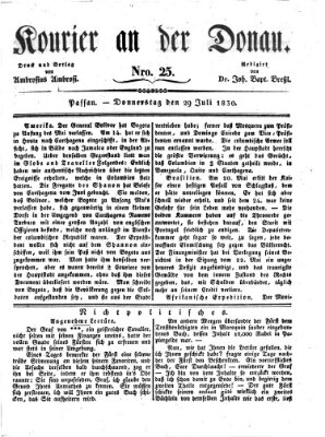 Kourier an der Donau (Donau-Zeitung) Donnerstag 29. Juli 1830