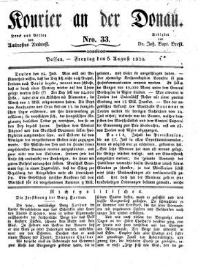 Kourier an der Donau (Donau-Zeitung) Freitag 6. August 1830