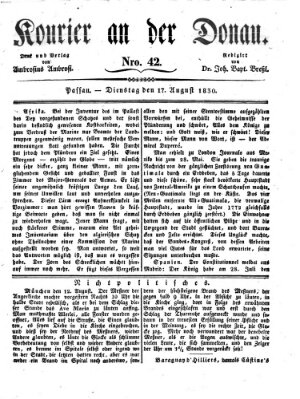 Kourier an der Donau (Donau-Zeitung) Dienstag 17. August 1830