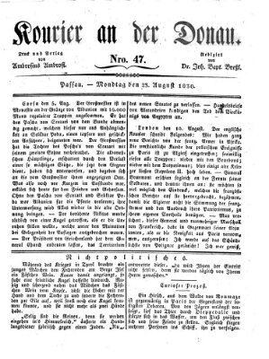 Kourier an der Donau (Donau-Zeitung) Montag 23. August 1830