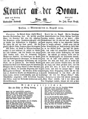 Kourier an der Donau (Donau-Zeitung) Mittwoch 25. August 1830