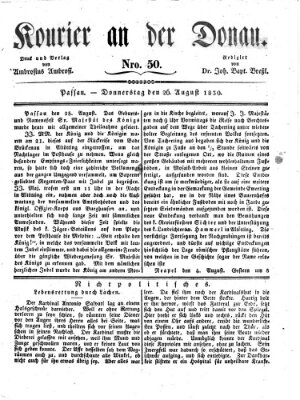 Kourier an der Donau (Donau-Zeitung) Donnerstag 26. August 1830