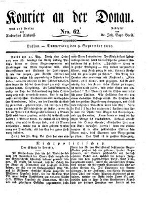 Kourier an der Donau (Donau-Zeitung) Donnerstag 9. September 1830