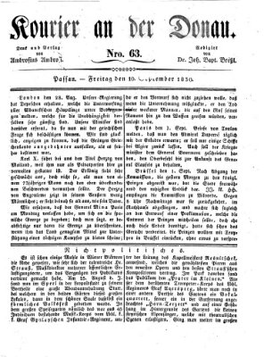 Kourier an der Donau (Donau-Zeitung) Freitag 10. September 1830