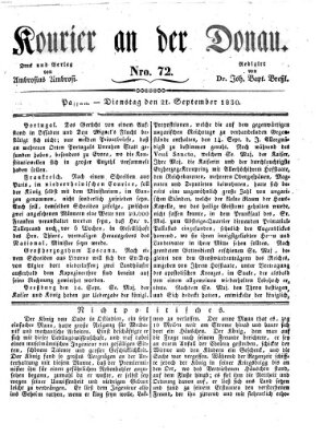 Kourier an der Donau (Donau-Zeitung) Dienstag 21. September 1830