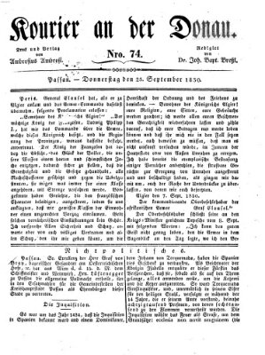 Kourier an der Donau (Donau-Zeitung) Donnerstag 23. September 1830