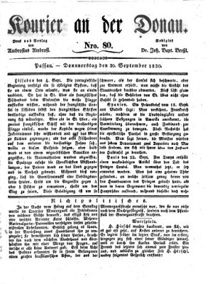 Kourier an der Donau (Donau-Zeitung) Donnerstag 30. September 1830