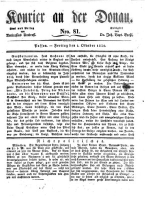 Kourier an der Donau (Donau-Zeitung) Freitag 1. Oktober 1830