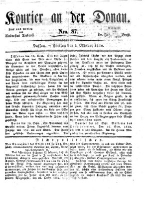 Kourier an der Donau (Donau-Zeitung) Freitag 8. Oktober 1830