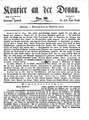 Kourier an der Donau (Donau-Zeitung) Freitag 22. Oktober 1830