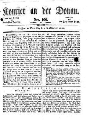 Kourier an der Donau (Donau-Zeitung) Samstag 23. Oktober 1830