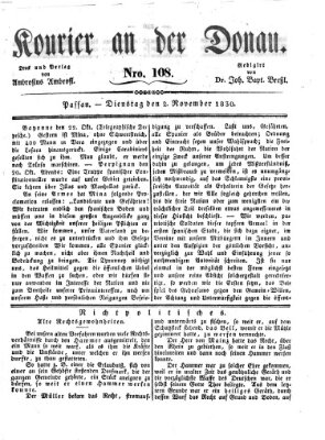 Kourier an der Donau (Donau-Zeitung) Dienstag 2. November 1830