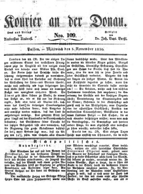 Kourier an der Donau (Donau-Zeitung) Mittwoch 3. November 1830