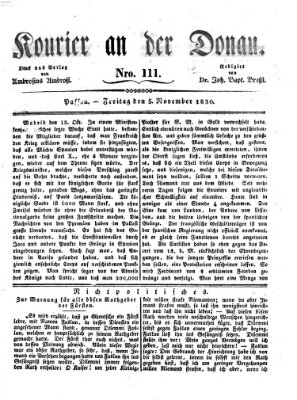 Kourier an der Donau (Donau-Zeitung) Freitag 5. November 1830