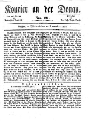 Kourier an der Donau (Donau-Zeitung) Mittwoch 17. November 1830