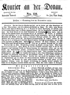 Kourier an der Donau (Donau-Zeitung) Samstag 20. November 1830