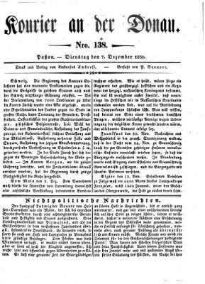 Kourier an der Donau (Donau-Zeitung) Dienstag 7. Dezember 1830