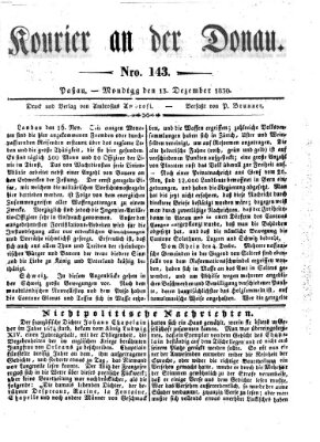 Kourier an der Donau (Donau-Zeitung) Montag 13. Dezember 1830