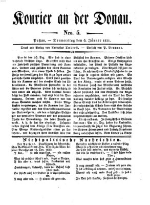 Kourier an der Donau (Donau-Zeitung) Donnerstag 6. Januar 1831