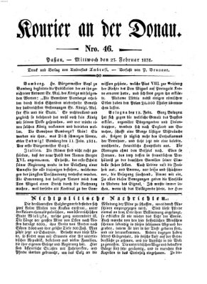 Kourier an der Donau (Donau-Zeitung) Mittwoch 23. Februar 1831