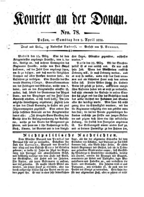 Kourier an der Donau (Donau-Zeitung) Samstag 2. April 1831