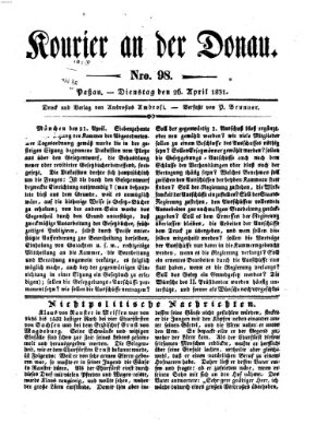 Kourier an der Donau (Donau-Zeitung) Dienstag 26. April 1831