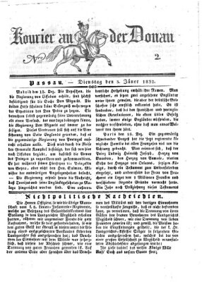 Kourier an der Donau (Donau-Zeitung) Dienstag 3. Januar 1832