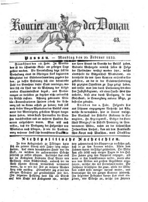 Kourier an der Donau (Donau-Zeitung) Montag 20. Februar 1832