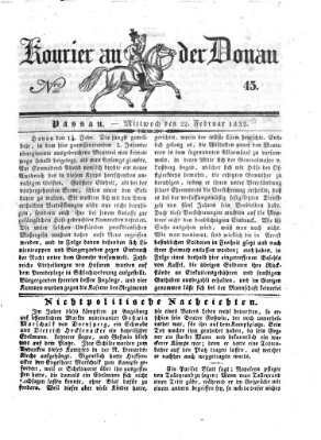 Kourier an der Donau (Donau-Zeitung) Mittwoch 22. Februar 1832