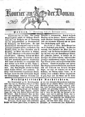 Kourier an der Donau (Donau-Zeitung) Montag 27. Februar 1832